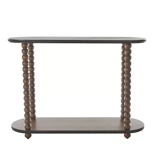 Dark Wood Beaded Spindle Console Table