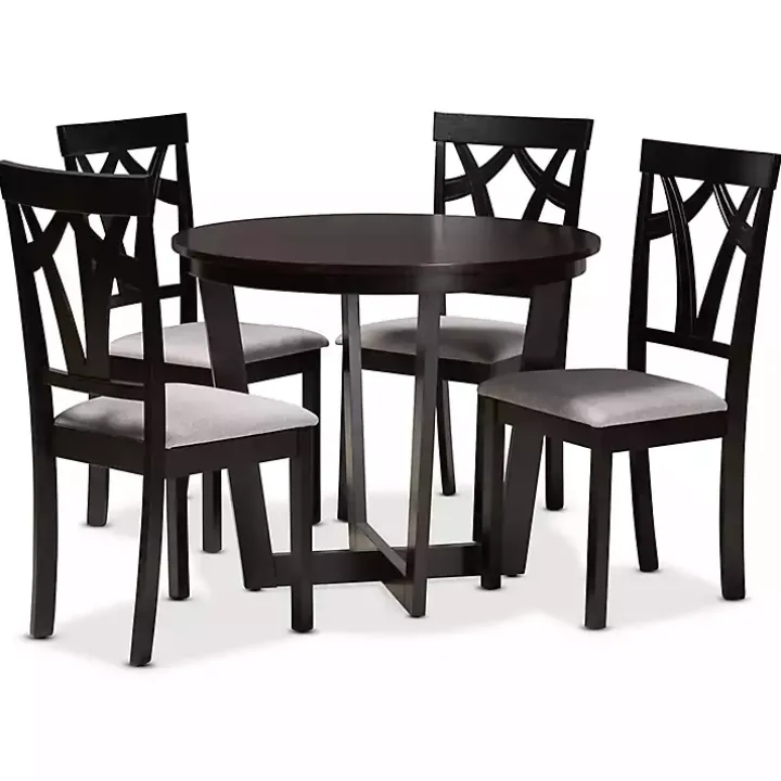 Dark Wooden Interlocked Base 5-pc. Dining Set