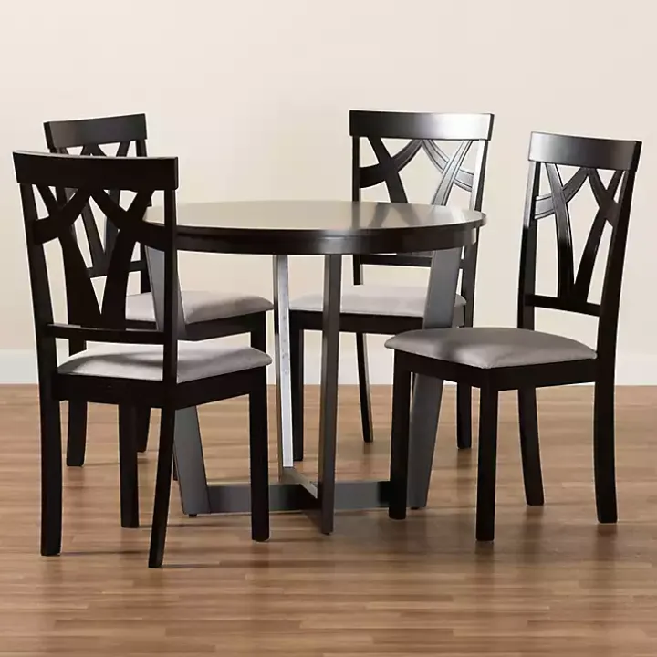 Dark Wooden Interlocked Base 5-pc. Dining Set