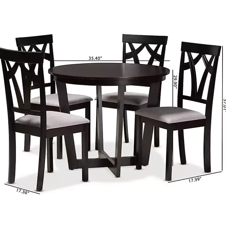 Dark Wooden Interlocked Base 5-pc. Dining Set