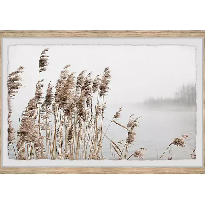 Deckled Lakeside Grass Framed Art Print