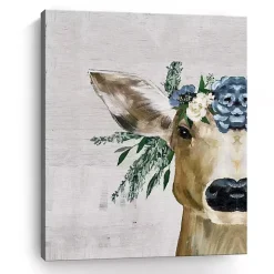 Deer and Wildflowers Giclee Canvas Art Print