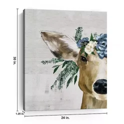 Deer and Wildflowers Giclee Canvas Art Print
