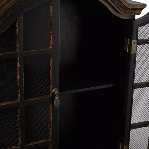 Distressed Black Wood Wall Cabinet