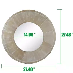 Distressed Brown Wood Planked Frame Wall Mirror