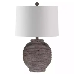 Distressed Charcoal Textured Resin Table Lamp