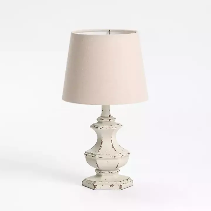 Distressed Cream Sculpted Urn Table Lamp