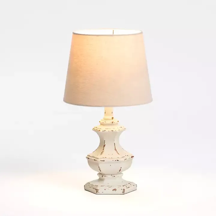Distressed Cream Sculpted Urn Table Lamp