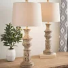Distressed Cream Table Lamps, Set of 2
