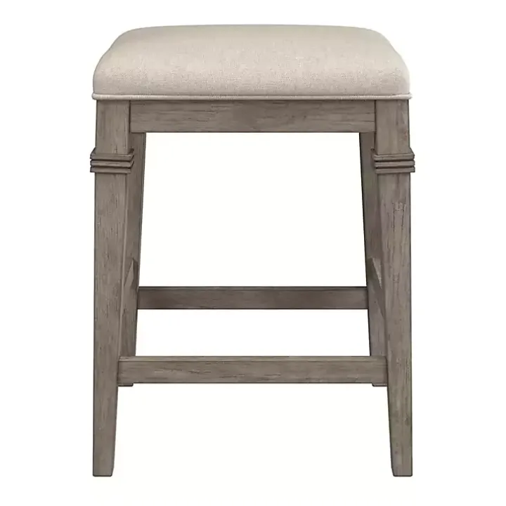 Distressed Gray and Beige Counter Stool