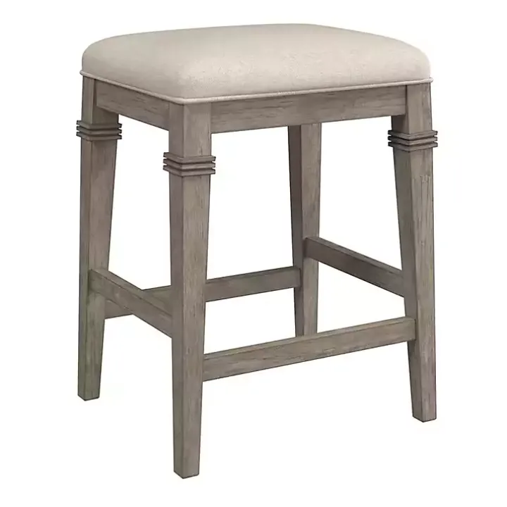 Distressed Gray and Beige Counter Stool