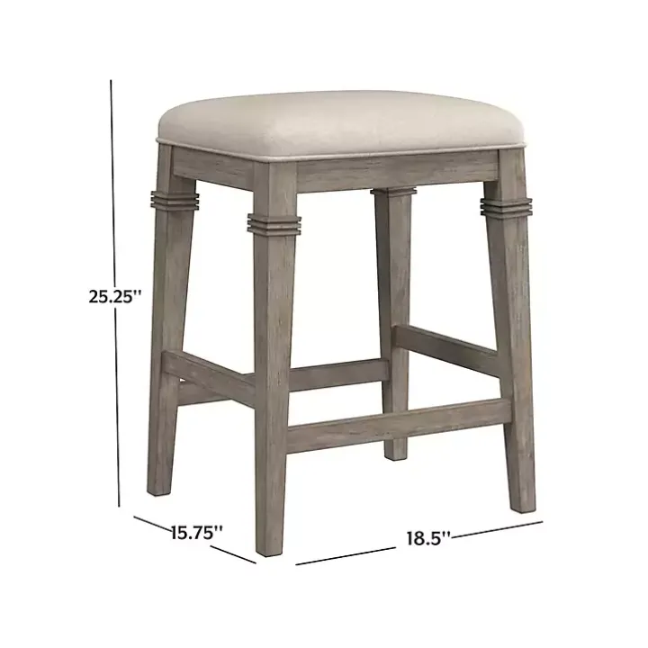 Distressed Gray and Beige Counter Stool