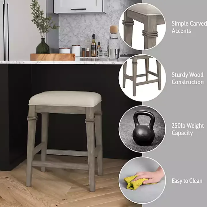 Distressed Gray and Beige Counter Stool