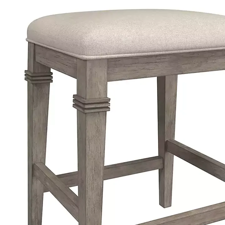 Distressed Gray and Beige Counter Stool