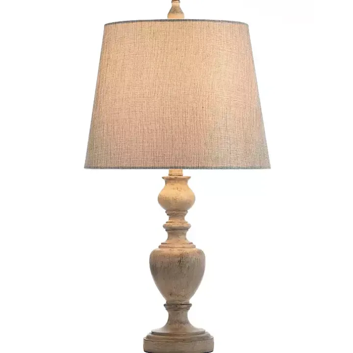Distressed Gray and Cream Table Lamp