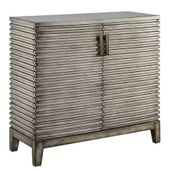 Distressed Gray Linear 2-Door Wooden Chest