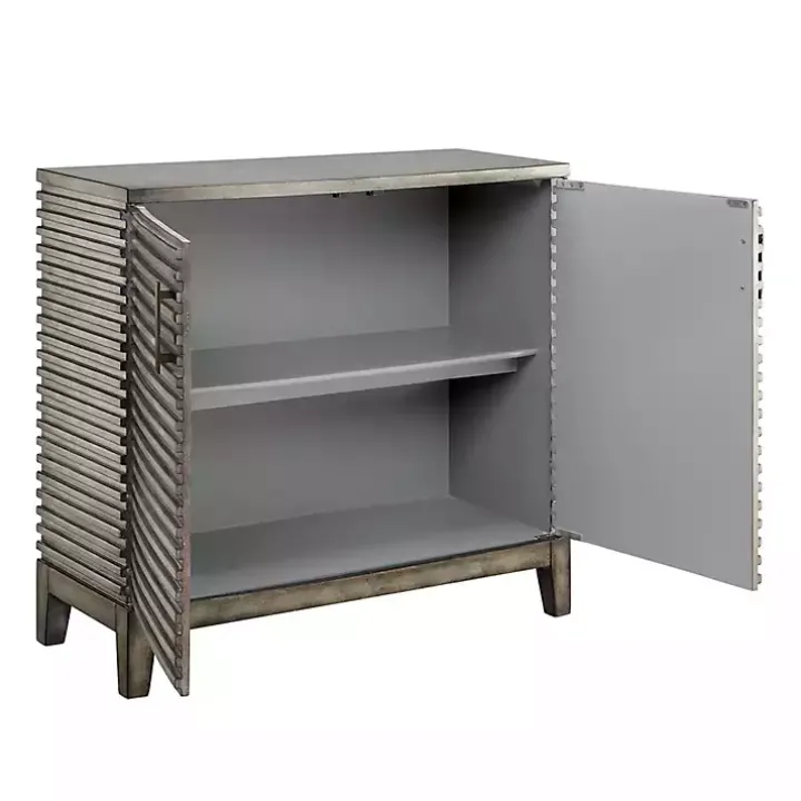 Distressed Gray Linear 2-Door Wooden Chest