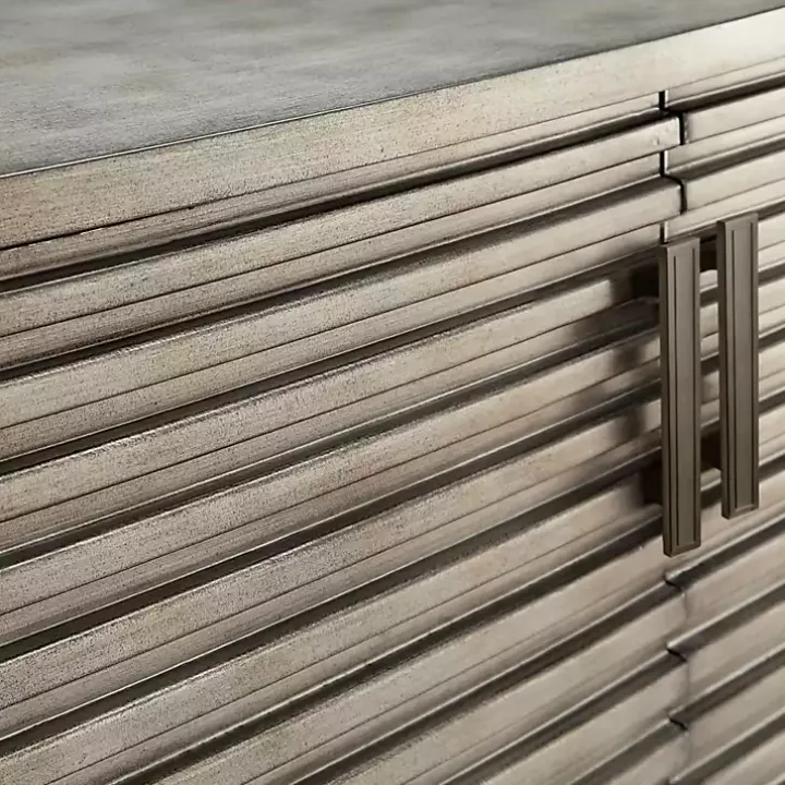 Distressed Gray Linear 2-Door Wooden Chest