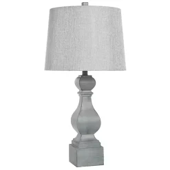 Distressed Gray Traditional Baluster Table Lamp