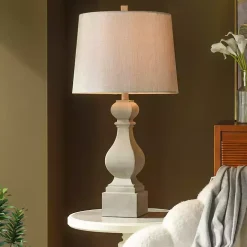 Distressed Gray Traditional Baluster Table Lamp