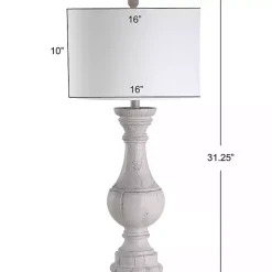Distressed Ivory Faux Wood Table Lamps, Set of 2