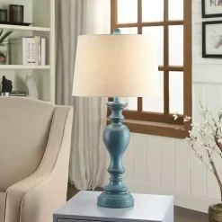 Distressed Turquoise Antique Table Lamp