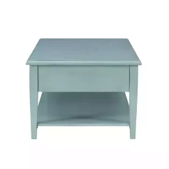 Distressed Turquoise Wood 3-Drawer Coffee Table