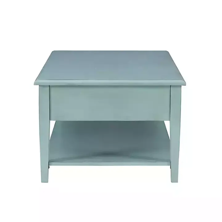 Distressed Turquoise Wood 3-Drawer Coffee Table