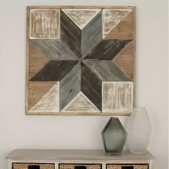 Distressed White and Blue Farm Star Wall Plaque