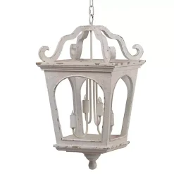 Distressed White Carriage Pendant Light