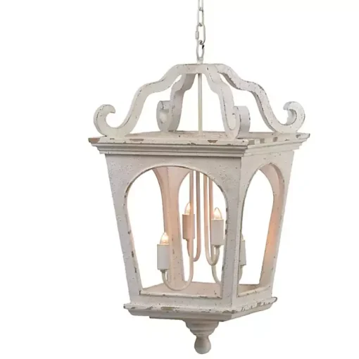 Distressed White Carriage Pendant Light