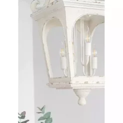Distressed White Carriage Pendant Light