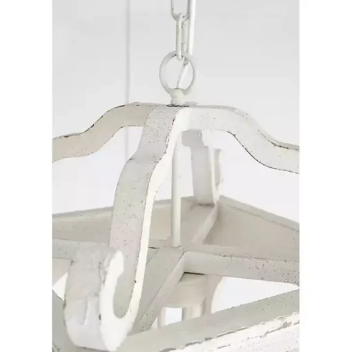 Distressed White Carriage Pendant Light