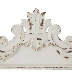 Distressed White Carved Arabesque Wall Plaque