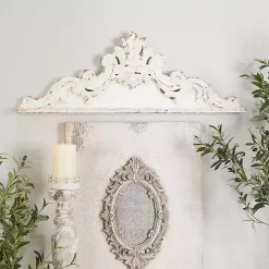 Distressed White Carved Arabesque Wall Plaque