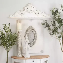 Distressed White Carved Arabesque Wall Plaque