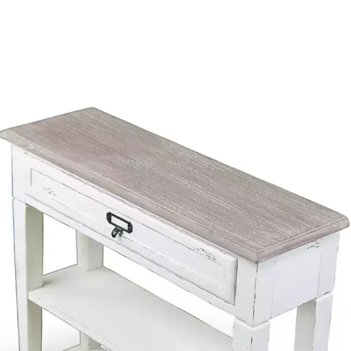 Distressed White 1-Drawer Console Table