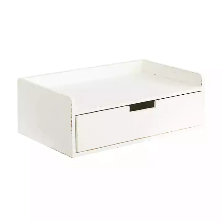 Distressed White Drawer Kitt Floating Side Table