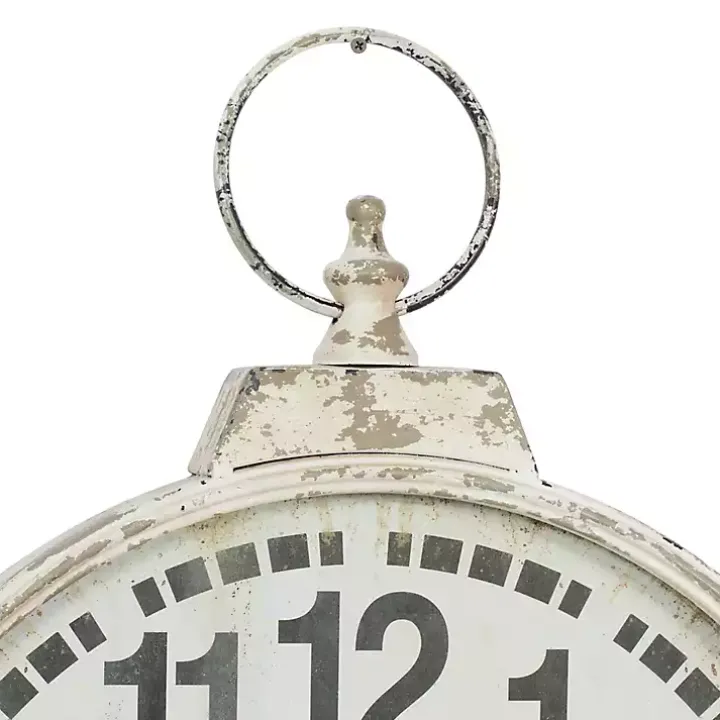 Distressed White Pocket Wall Clock