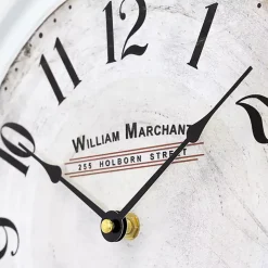 Distressed White Two Grooves Iron Frame Wall Clock