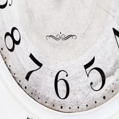 Distressed White Two Grooves Iron Frame Wall Clock