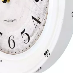 Distressed White Two Grooves Iron Frame Wall Clock