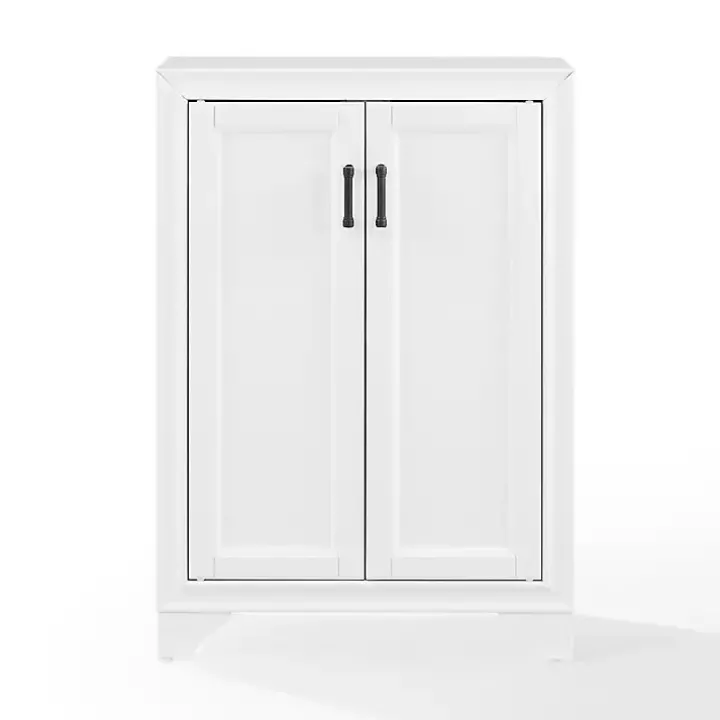 Distressed White Wood Accent Cabinet