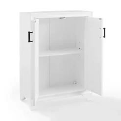 Distressed White Wood Accent Cabinet