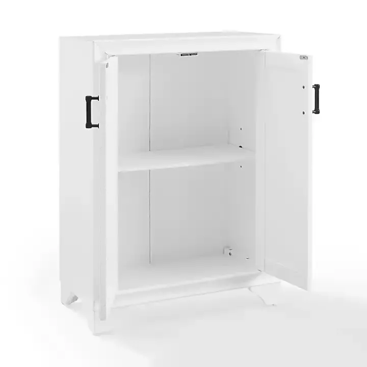 Distressed White Wood Accent Cabinet