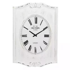 Distressed White Wood Scroll Wall Clock