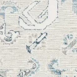 Dove Gray Ornate Bordered Area Rug, 5x7