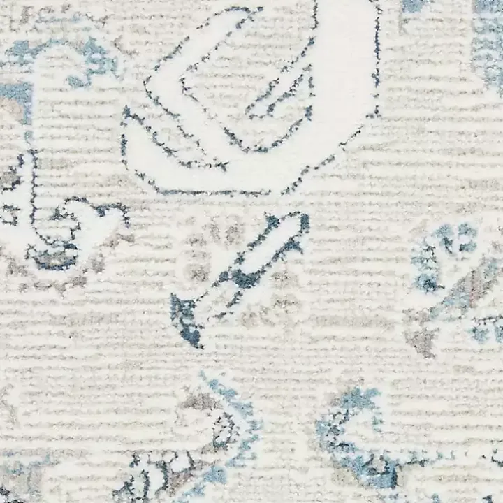 Dove Gray Ornate Bordered Area Rug, 5x7