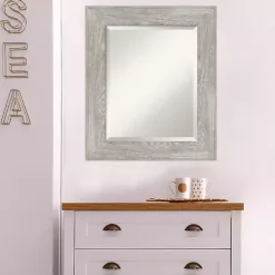 Dove Gray Scoop Frame Beveled Mirror, 22x26 in.