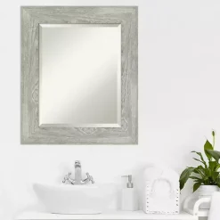 Dove Gray Scoop Frame Beveled Mirror, 22x26 in.